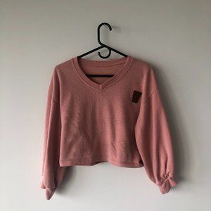 Light Pink Knit Puffy Sleeved Top